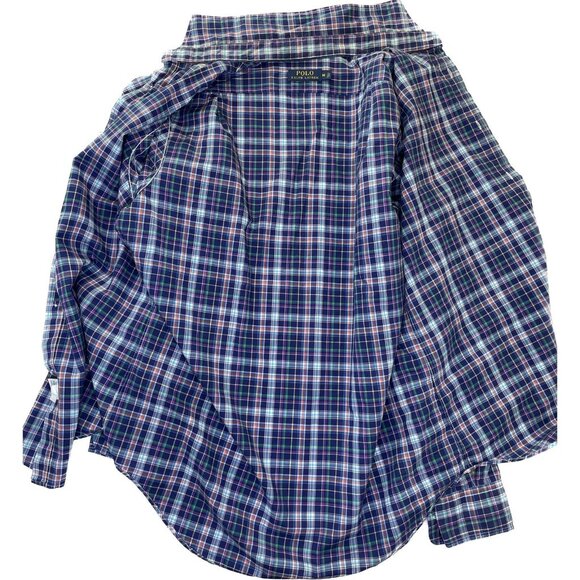 POLO Ralph Lauren Men’s M Plaid Button-Down Shirt Royal Navy Blue Multi - Picture 4 of 10